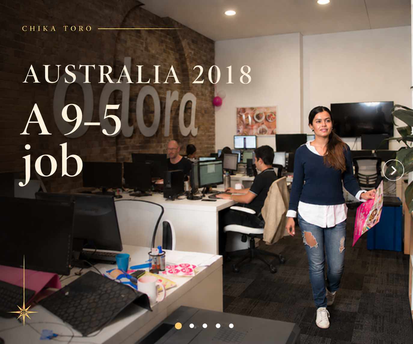 Chika Toro during her 2018 office chapter in Australia